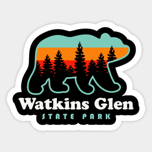 Watkins Glen State Park Hiking New York Retro Bear Sticker